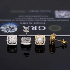 GL Hiphop Jewelry  925 Sterling Silver VVS Round Cut Moissanite Stud Square Shape Earring
