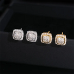 GL Hiphop Jewelry  925 Sterling Silver VVS Round Cut Moissanite Stud Square Shape Earring