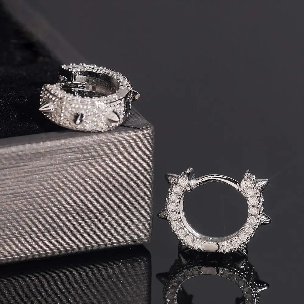 GL Fashion Jewelry Luxury S925 Silver VVS Moissanite Diamond Hoop Earrings