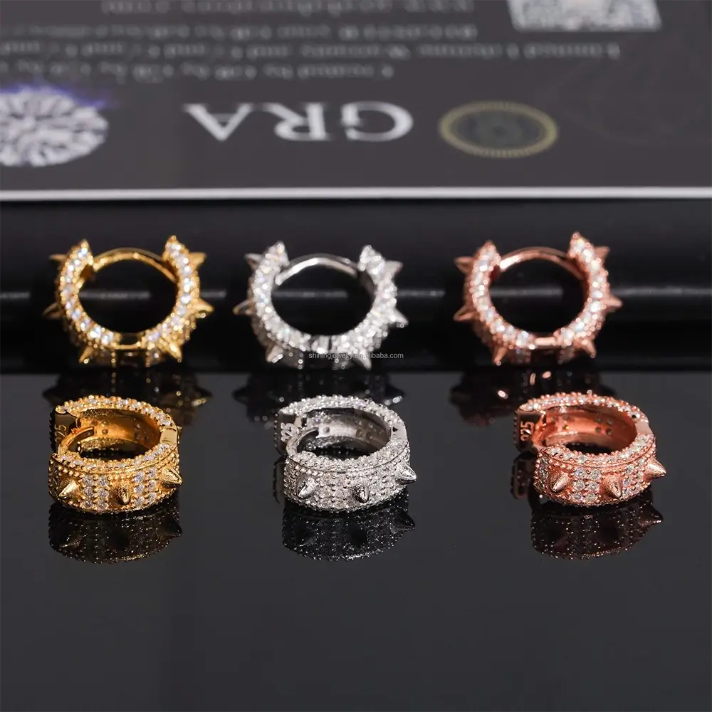 GL Fashion Jewelry Luxury S925 Silver VVS Moissanite Diamond Hoop Earrings