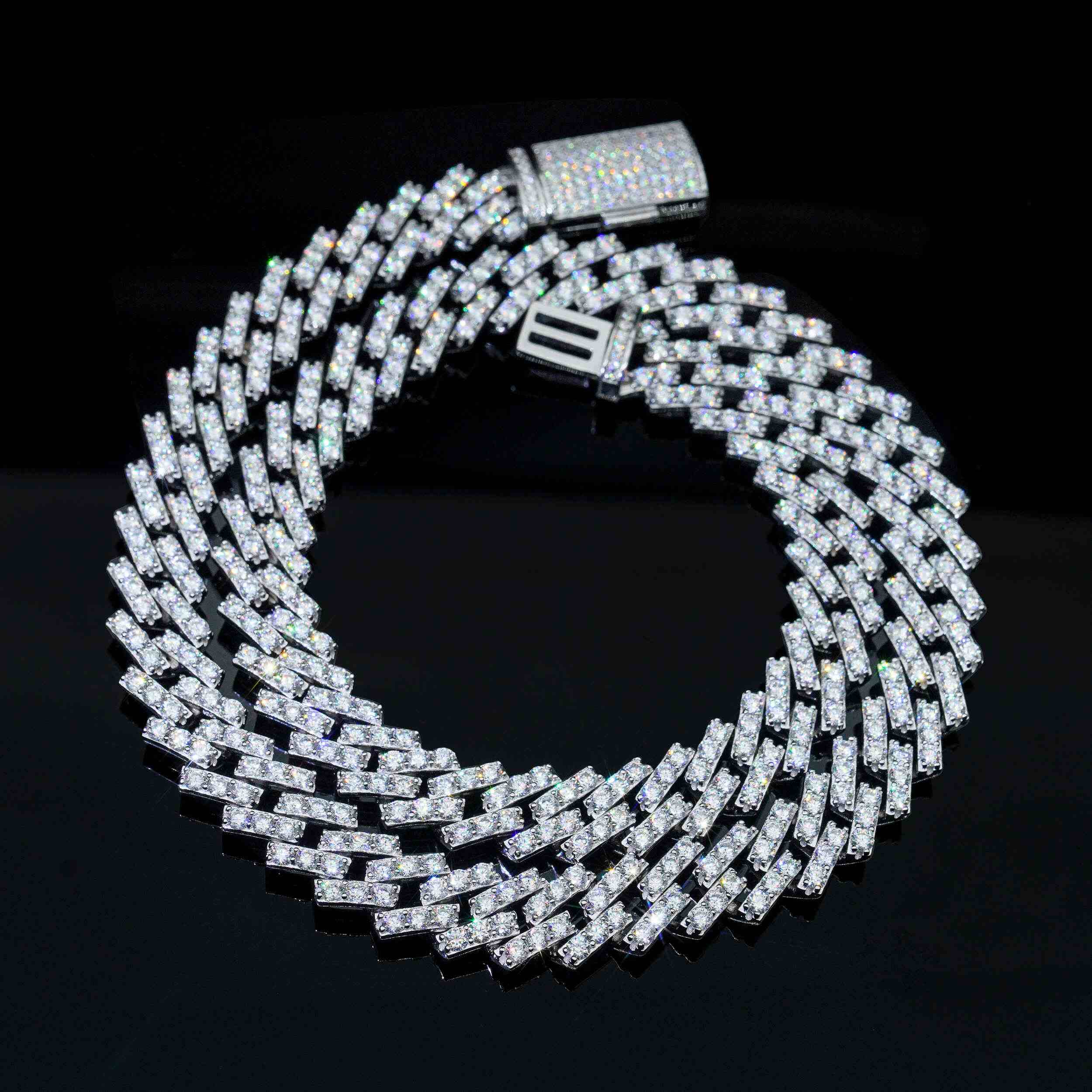 8MM 10MM 13MM S925 Silver 1 Rows VVS Moissanite Cuban Chain Secondary image