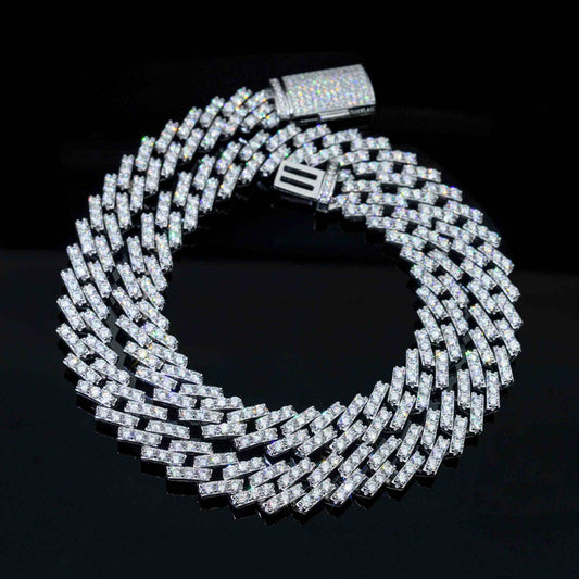 Hip hop chain moissanite clasp 925 sterling silver cuban link chain mens necklace chain