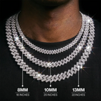 8MM 10MM 13MM S925 Silver 1 Rows VVS Moissanite Cuban Chain