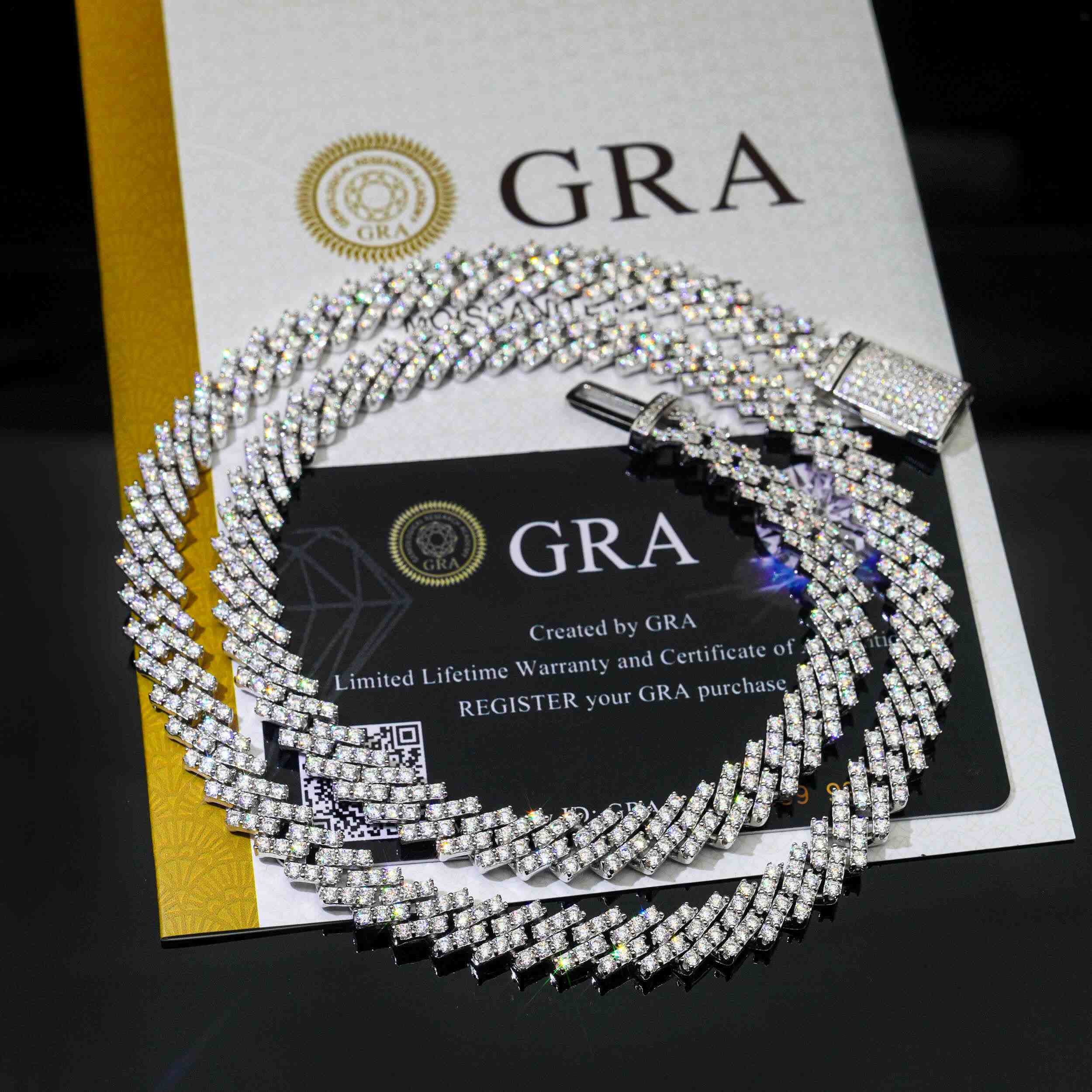 8MM 10MM 13MM S925 Silver 1 Rows VVS Moissanite Cuban Chain