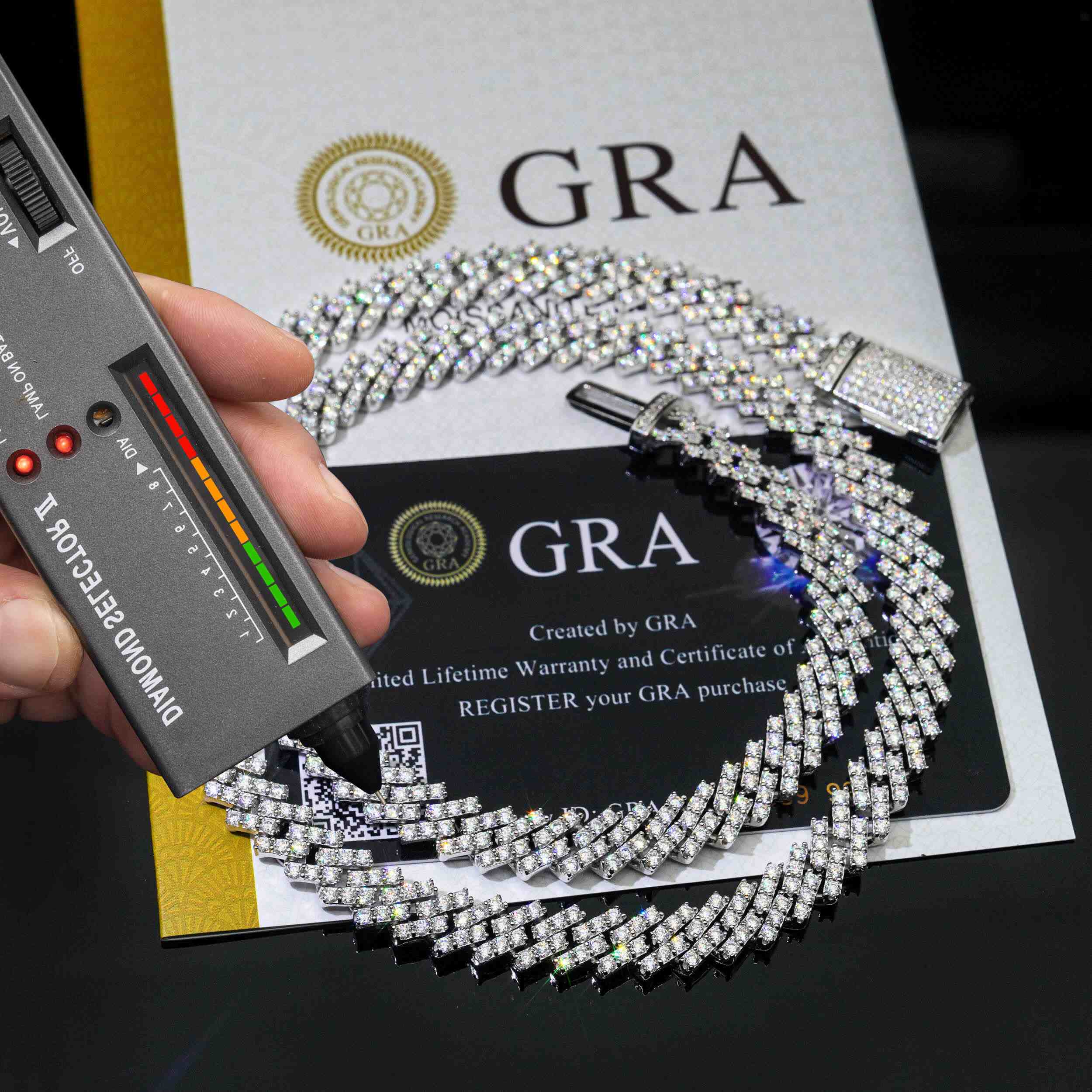 8MM 10MM 13MM S925 Silver 1 Rows VVS Moissanite Cuban Chain