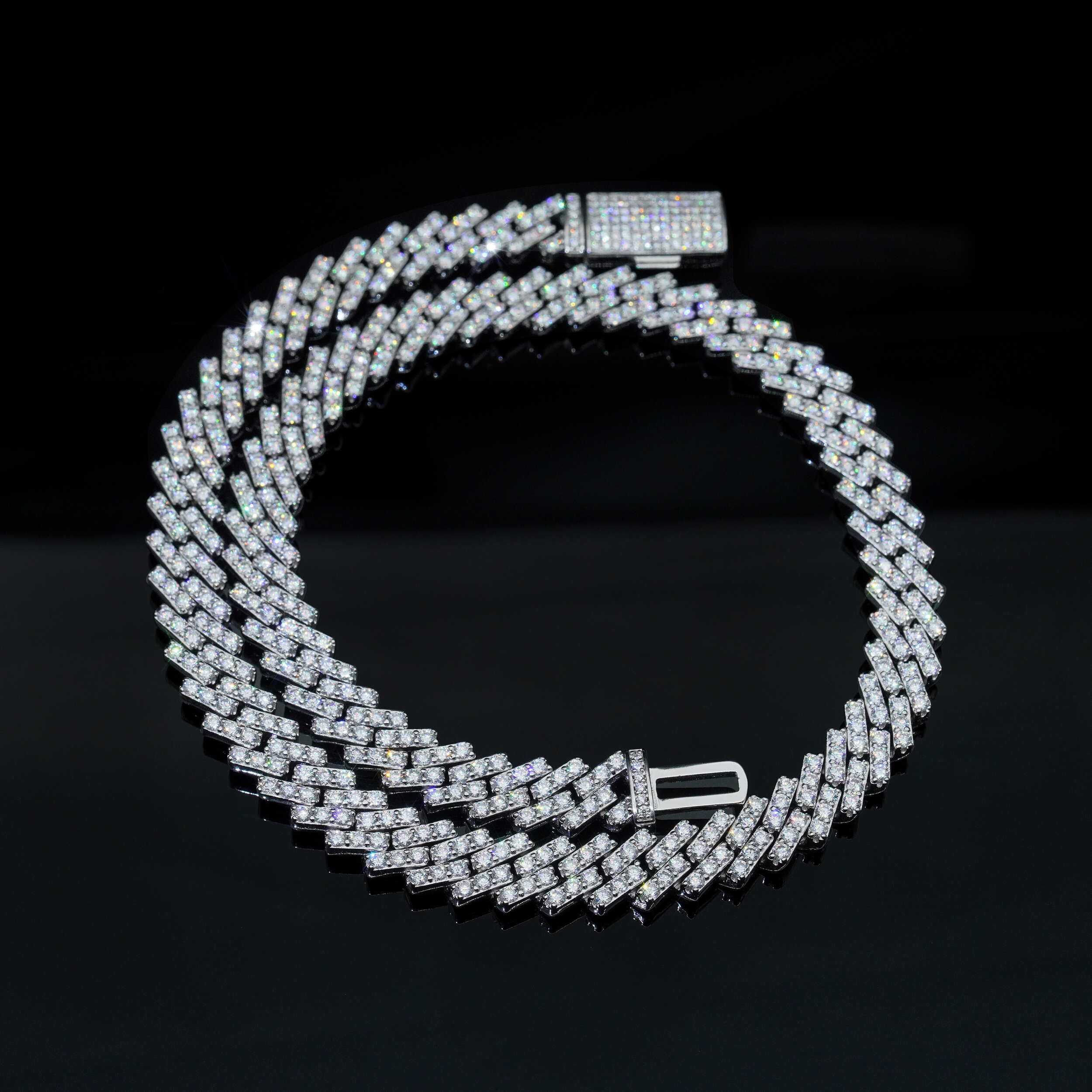 8MM 10MM 13MM S925 Silver 1 Rows VVS Moissanite Cuban Chain