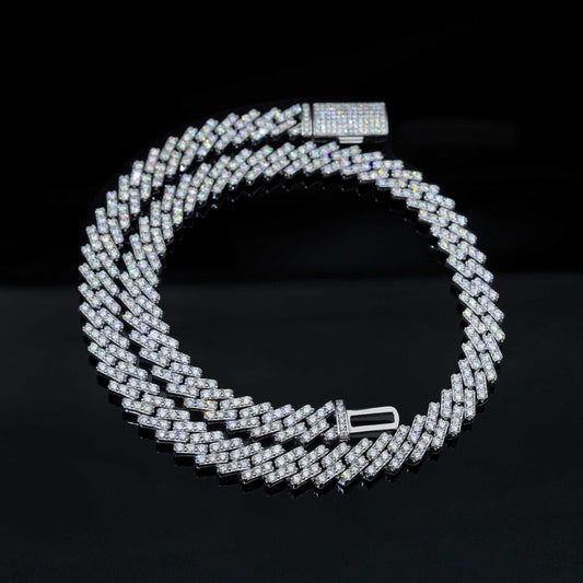 10mm white gold plated hip hop jewelry iced out cuban bracelet necklace