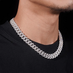 12.3MM S925 Silver 2 Rows Hip-Hop VVS Moissanite Cuban Chains Necklace