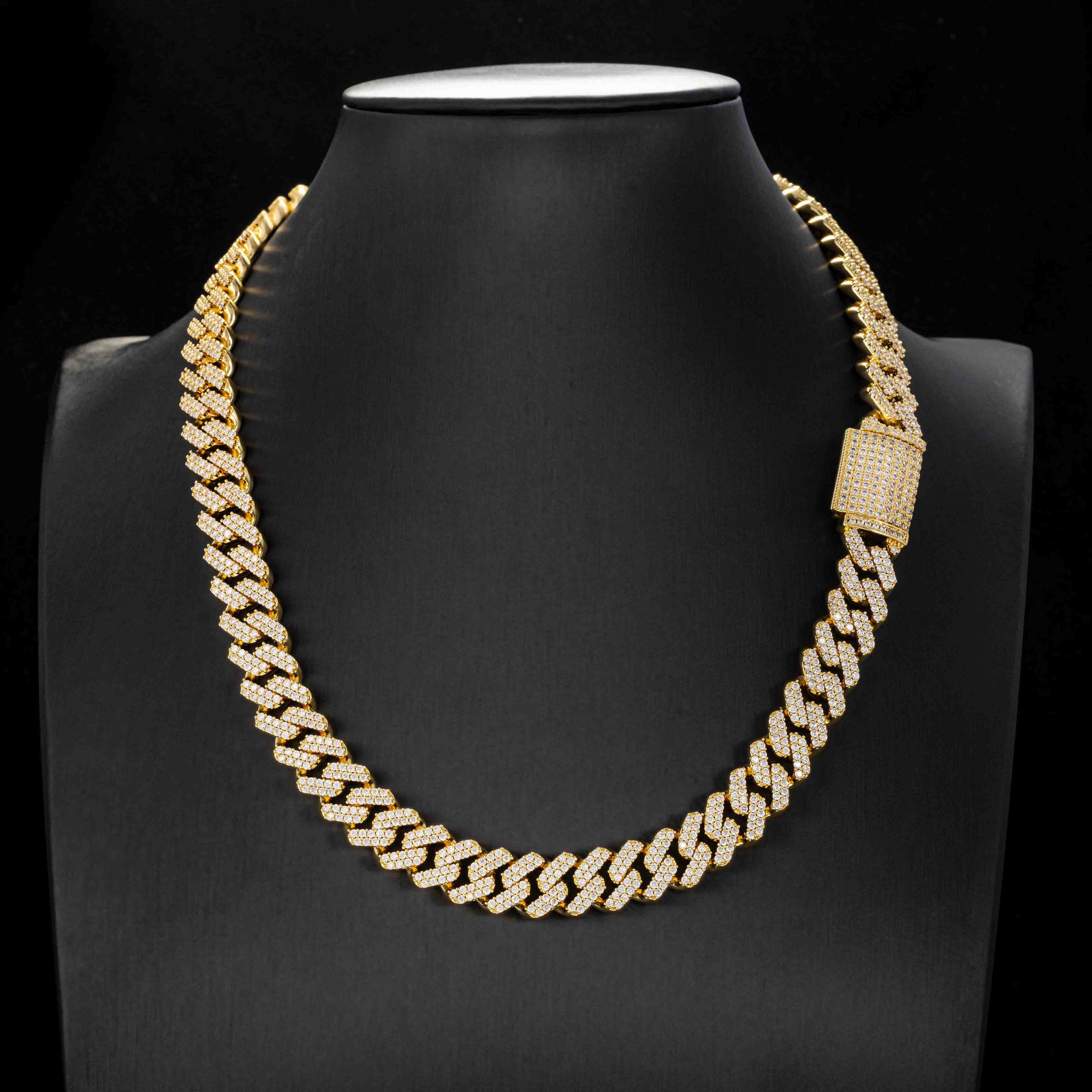12.3MM S925 Silver 2 Rows Hip-Hop VVS Moissanite Cuban Chains Necklace