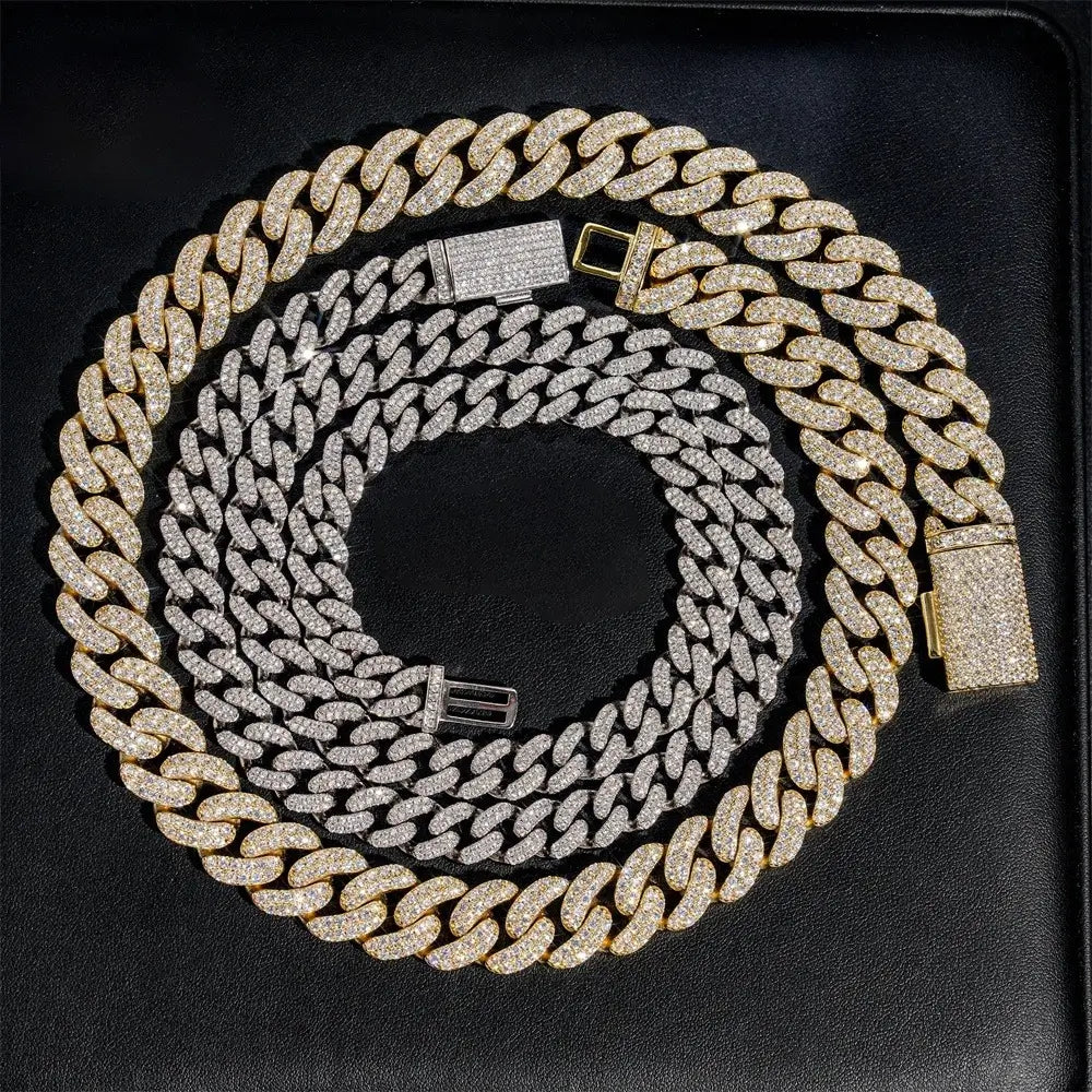 10MM S925 Silver 2 Rows VVS Moissanite  Miami Cuban Chain