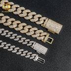 10MM S925 Silver 2 Rows VVS Moissanite  Miami Cuban Chain