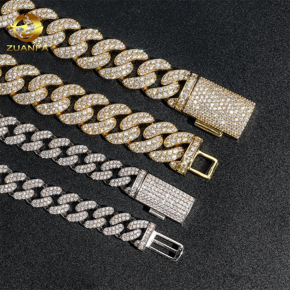 10MM S925 Silver 2 Rows VVS Moissanite  Miami Cuban Chain
