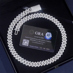 S925 Silver 12MM/13MM 2 Rows VVS Moissanite Iced Out Cuban Link Chain