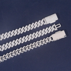 S925 Silver 12MM/13MM 2 Rows VVS Moissanite Iced Out Cuban Link Chain