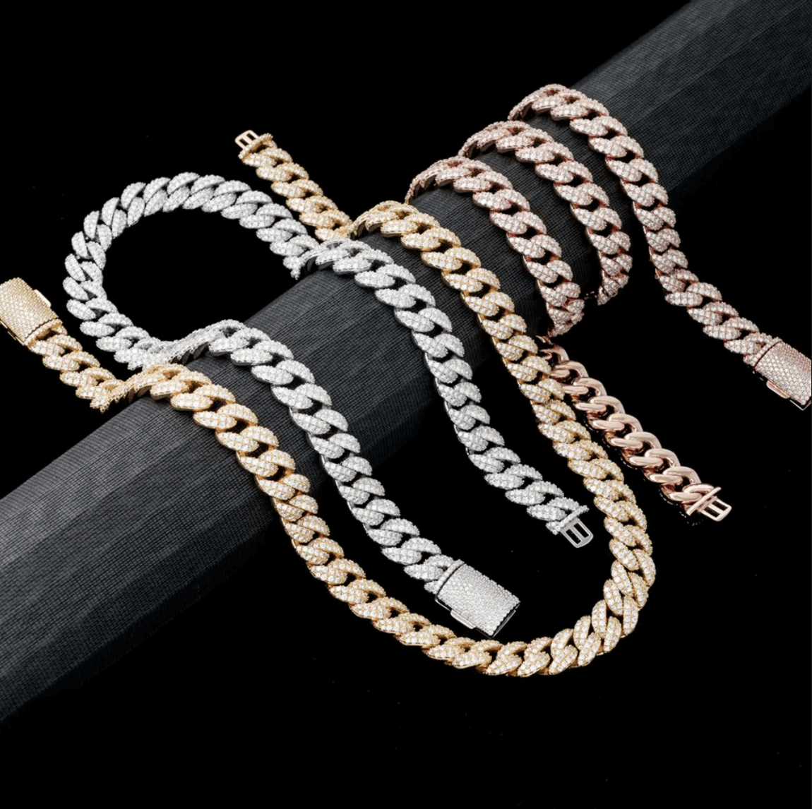 12mm 2 Rows Micro Paved Cuban Bracelet D VVS Lab Diamond Cuban Link Chain Iced Out 925 Silver Moissanite Cuban Bracelet Secondary image