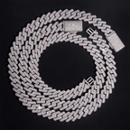 13.5MM/15MM S925 Silver 2 Rows VVS Moissanite Edge Cuban Link Chain
