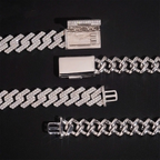13.5MM/15MM S925 Silver 2 Rows VVS Moissanite Edge Cuban Link Chain