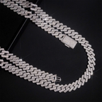 13.5MM/15MM S925 Silver 2 Rows VVS Moissanite Edge Cuban Link Chain