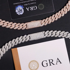 13MM S925 Silver 2 Rows VVS Moissanite Miami Cuban Link Chain
