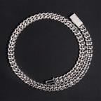 13MM S925 Silver 2 Rows VVS Moissanite Miami Cuban Link Chain