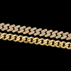 15MM S925 Silver Round Stone VVS Moissanite Cuban Miami Link Chain Necklace
