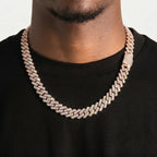12MM S925 Silver 2 Rows VVS Moissnaite Edge Cuban Link Chain