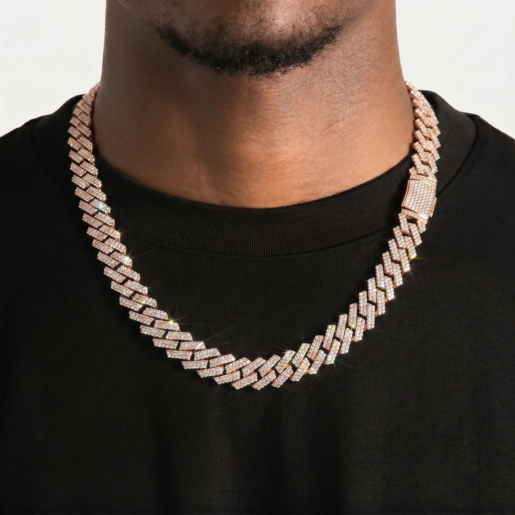 12MM S925 Silver 2 Rows VVS Moissnaite Edge Cuban Link Chain Main image