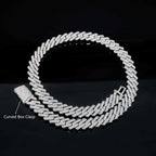 12MM S925 Silver 2 Rows VVS Moissnaite Edge Cuban Link Chain