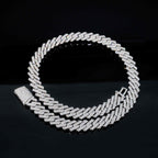 12MM S925 Silver 2 Rows VVS Moissnaite Edge Cuban Link Chain