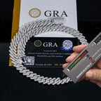 12MM S925 Silver 2 Rows VVS Moissnaite Edge Cuban Link Chain