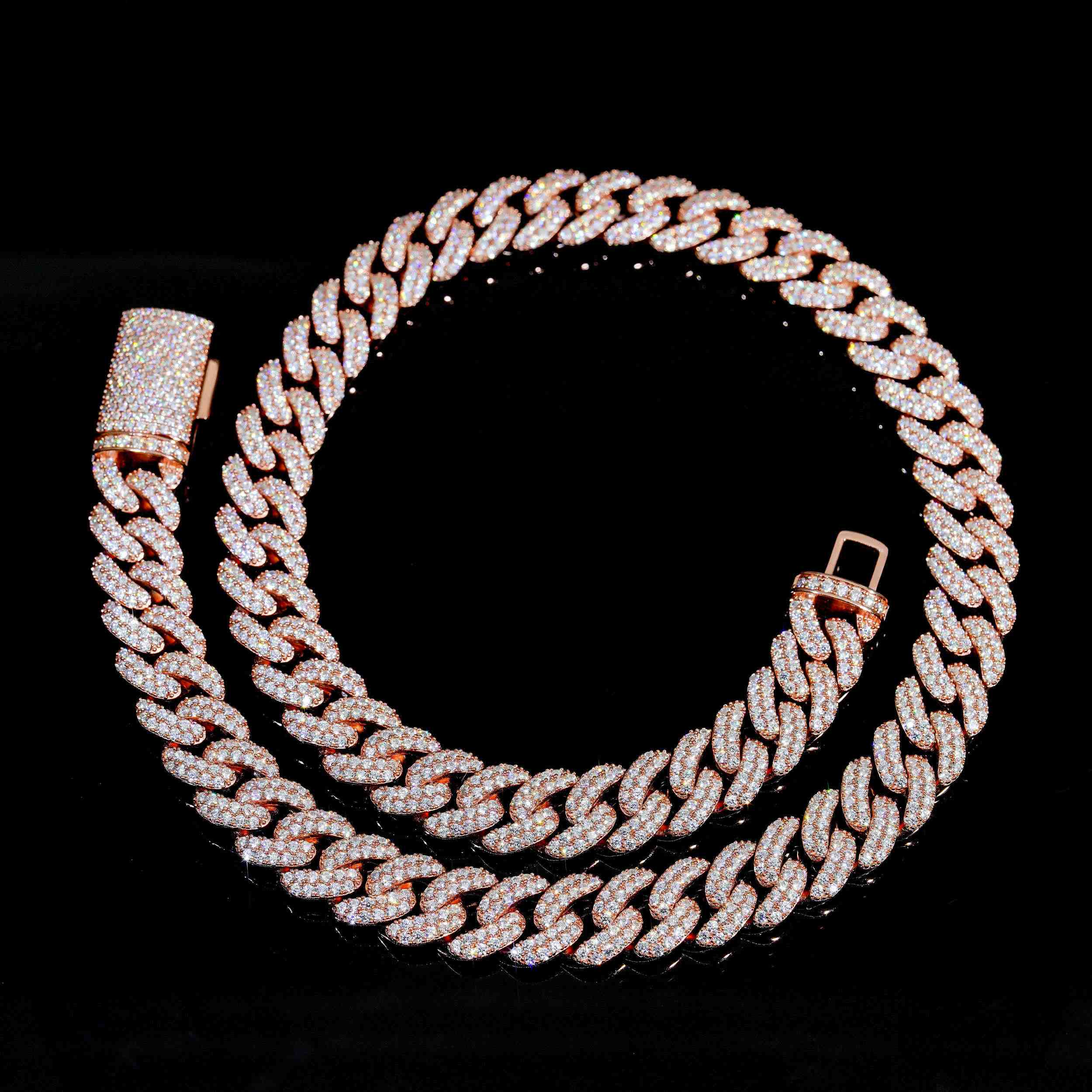 13MM S925 Silver 2 Rows HipHop Jewelry VVS Moissanite Miami Cuban Link Chain Main image