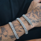 10MM S925 Silver 2 Rows VVS Moissanite Straight Edge Cuban Link Chain