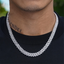 10MM S925 Silver 2 Rows VVS Moissanite Straight Edge Cuban Link Chain