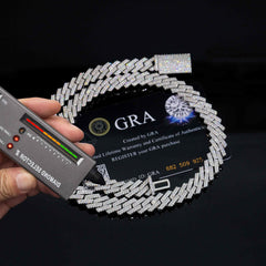 GL 10mm Hip Hop Iced Out  Moissanite Cuban Link Bracelet Necklace