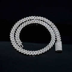 GL 10mm Hip Hop Iced Out  Moissanite Cuban Link Bracelet Necklace