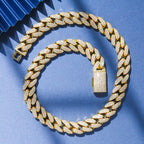 18MM S925 Silver Round Stone VVS Moissanite Miami Cuban Link Chain