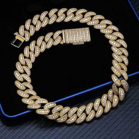 Hiphop 18mm S925 Iced Out Flawless Moissanite Miami Cuban Link Chain