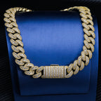18MM S925 Silver Round Stone VVS Moissanite Miami Cuban Link Chain