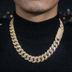 18MM S925 Silver Round Stone VVS Moissanite Miami Cuban Link Chain