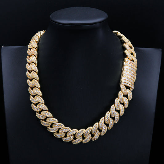 Hiphop 18mm S925 Iced Out Flawless Moissanite Miami Cuban Link Chain