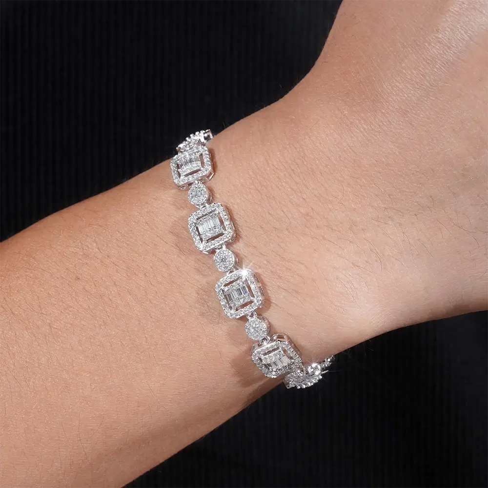 9.5MM S925 Silver Iced Out VVS Moissanite Cuban Link Chain