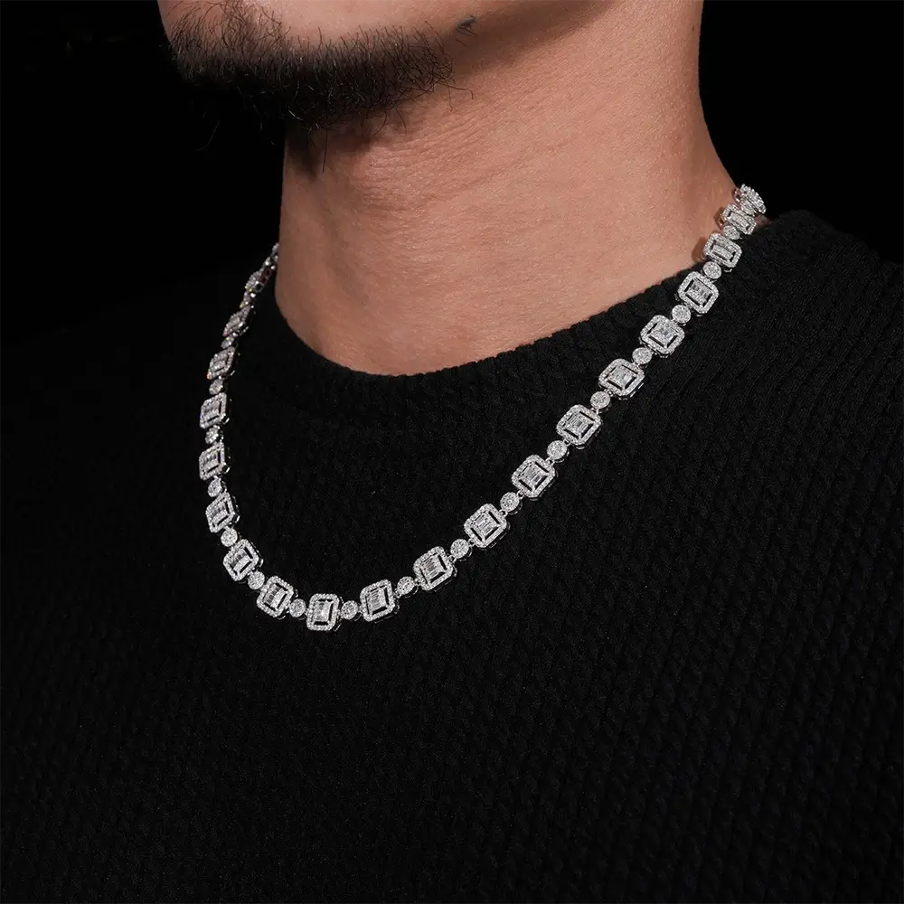 9.5MM S925 Silver Iced Out VVS Moissanite Cuban Link Chain