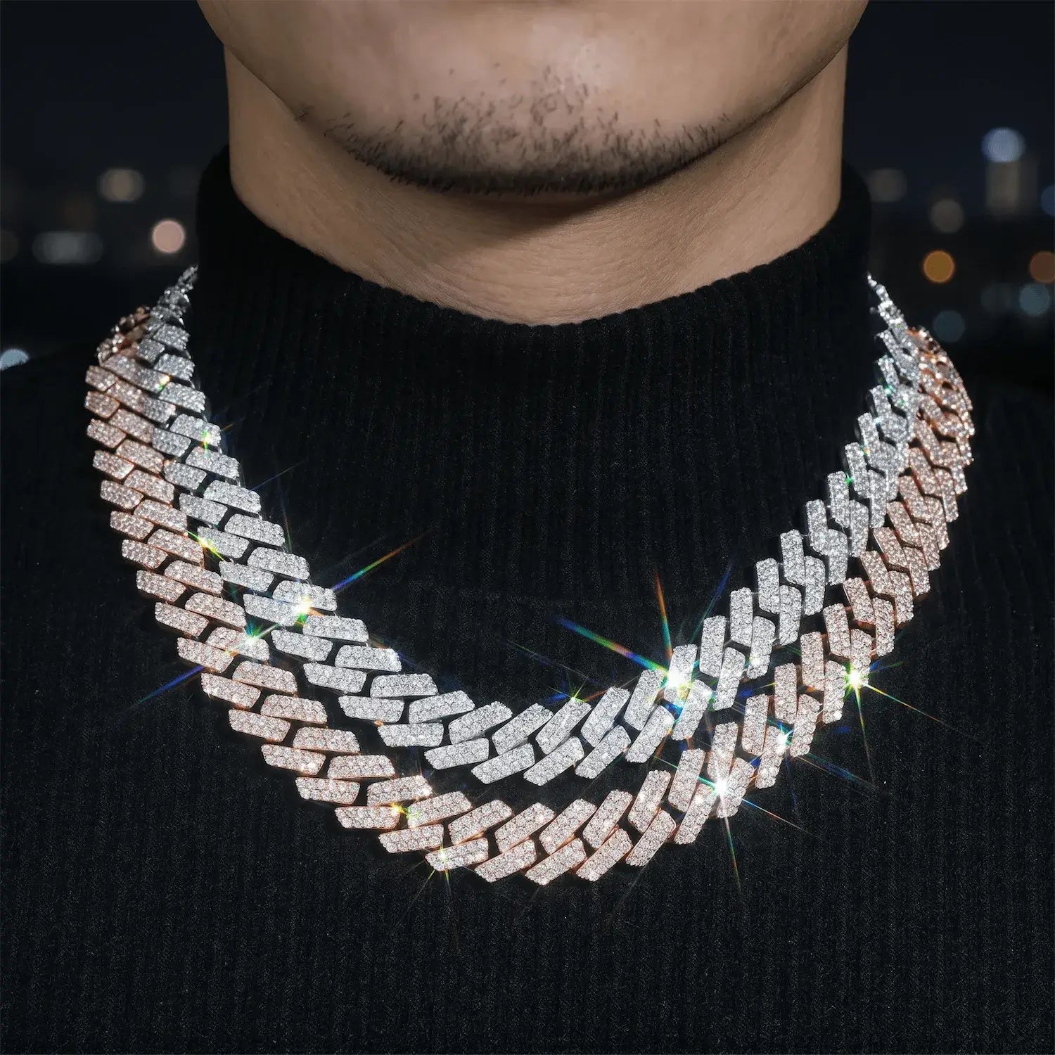 16MM S925 Silver 2 Rows VVS Moissanite Cuban Link Chain Main image