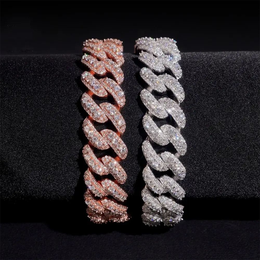 Luxury 15mm Baguette Moissanite Cuban Link Chain