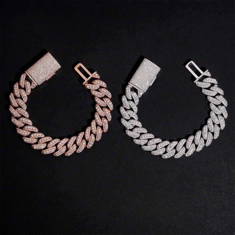 2026 New 15MM Baguette VVS Moissanite Cuban Link Chain