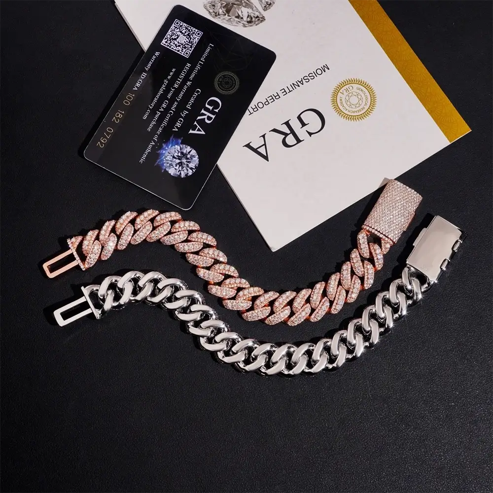 15MM S925 Silver Baguette VVS Moissanite Cuban Link Chain Secondary image