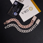 2026 New 15MM Baguette VVS Moissanite Cuban Link Chain