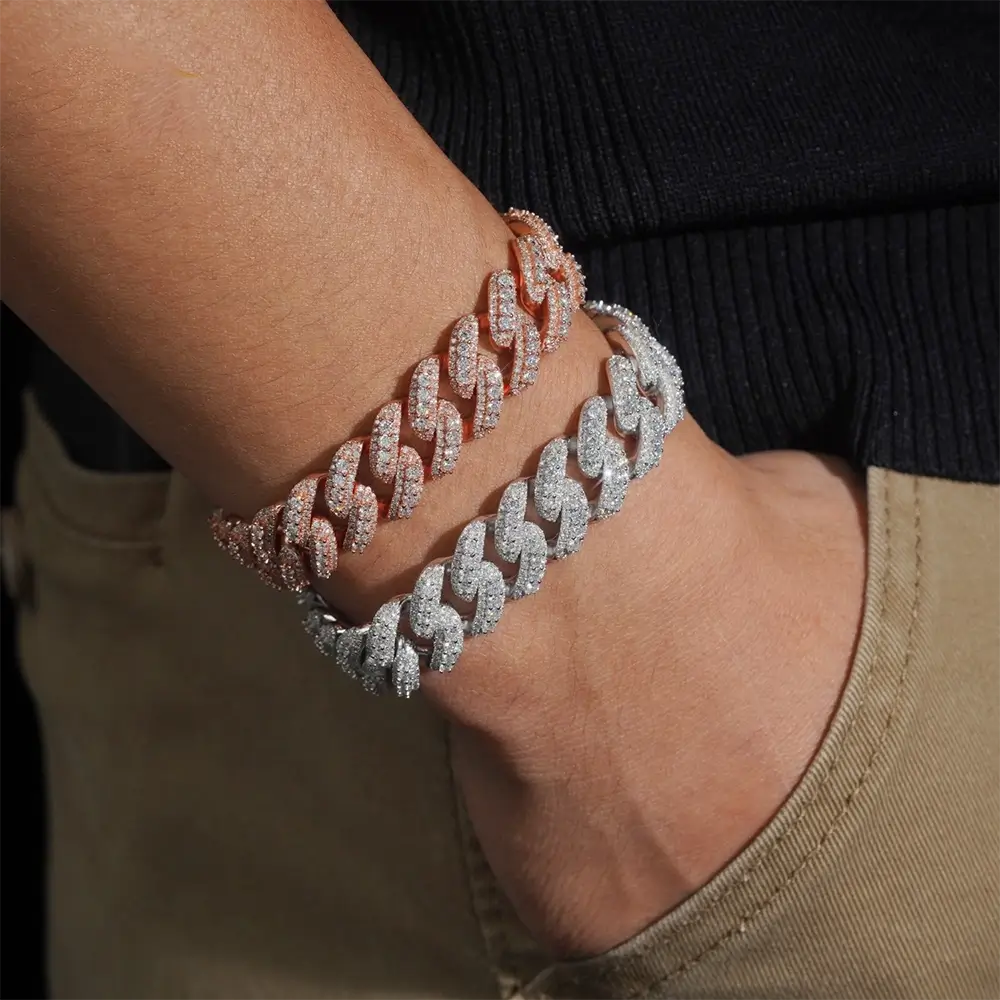 Luxury 15mm Baguette Moissanite Cuban Link Chain