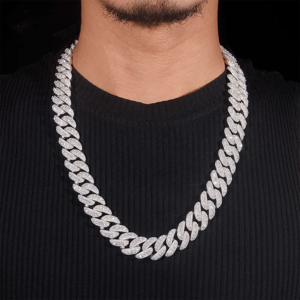 18mm Hip Hop Moissanite Cuban link Chain Necklace