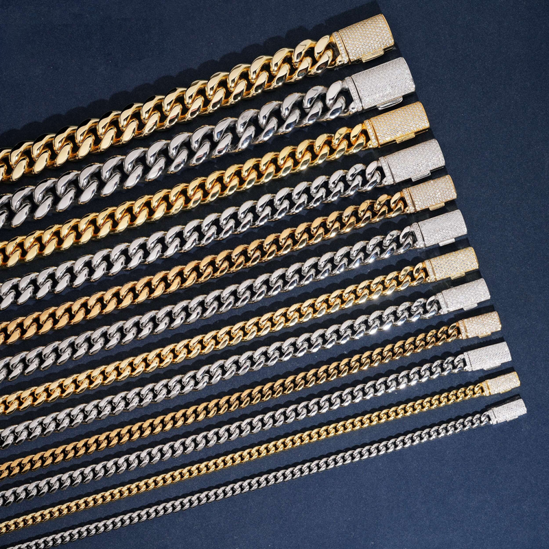 GL 6mm Stainless Steel Silver Moissanite Button End Cuban Chain